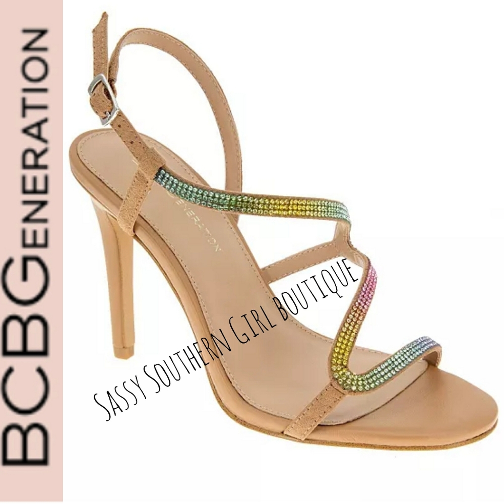 🆕⭐ BCBGENERATION Bling rainbow crystals rhinestone heels